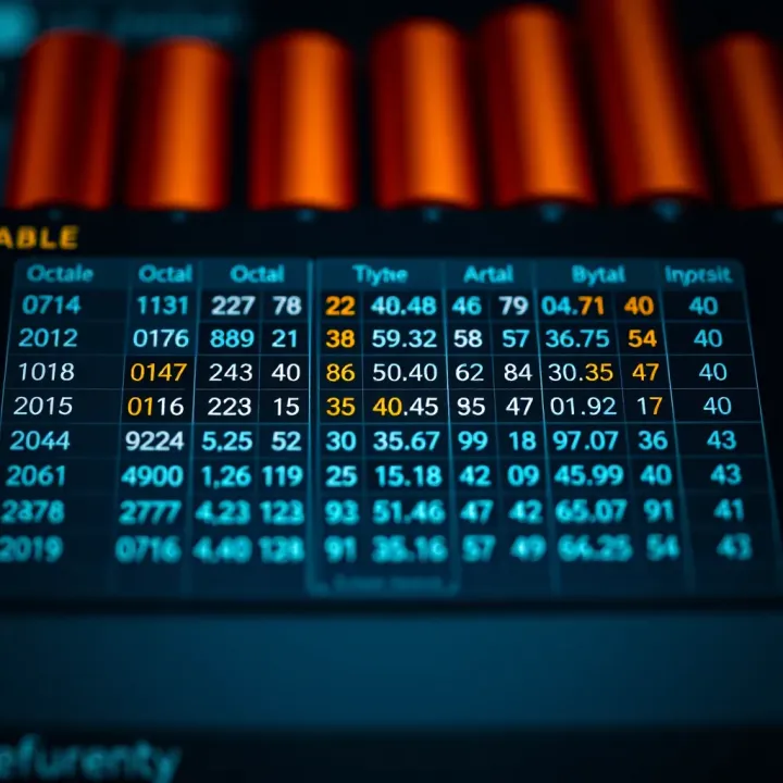 Table showing octal numbers alongside their binary equivalents for reference