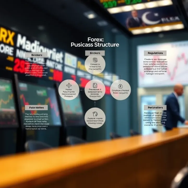 Structure of Forex Market and Regulatory Environment in Pakistan Diagram explaining forex market structure with brokers, traders, and regulatory bodies relevant to Pakistan