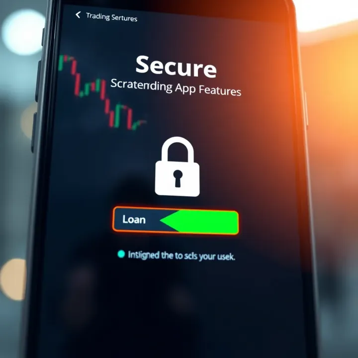 Secure Login Screen Highlighting Trading App Safety Features Secure login screen of a trading app emphasizing privacy and user security features