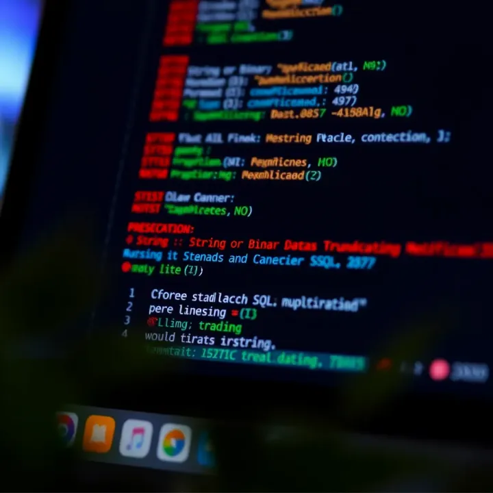 SQL error message indicating string or binary data truncation during data insertion
