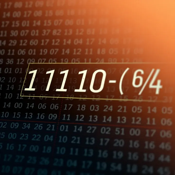 Diagram showing binary digits converting into decimal values