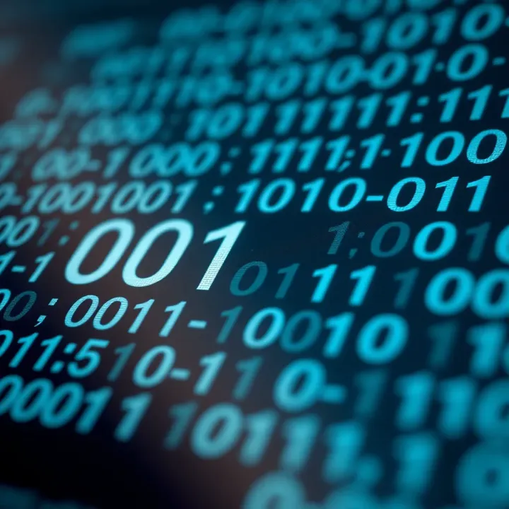 Illustration showing the division of binary numbers with detailed binary digits and quotient representation