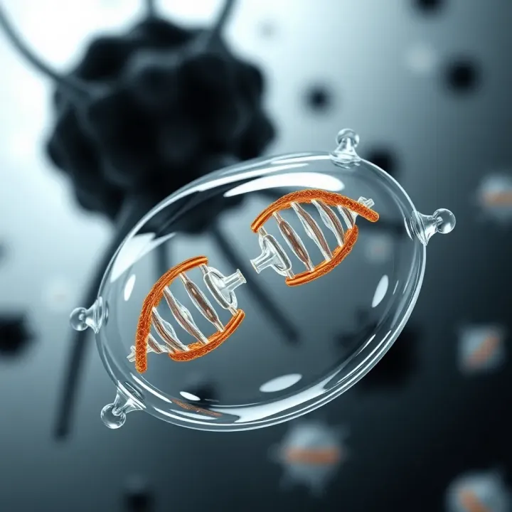 Diagram illustrating binary fission in a bacterial cell showing DNA replication and cell division