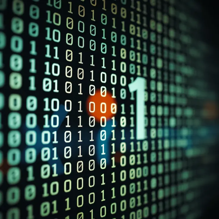 Digital representation of data using binary digits zero and one arranged in a matrix format
