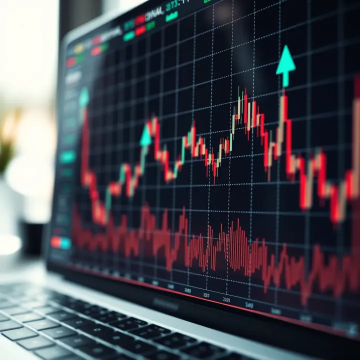 Graph showing upward and downward trends in binary options trading