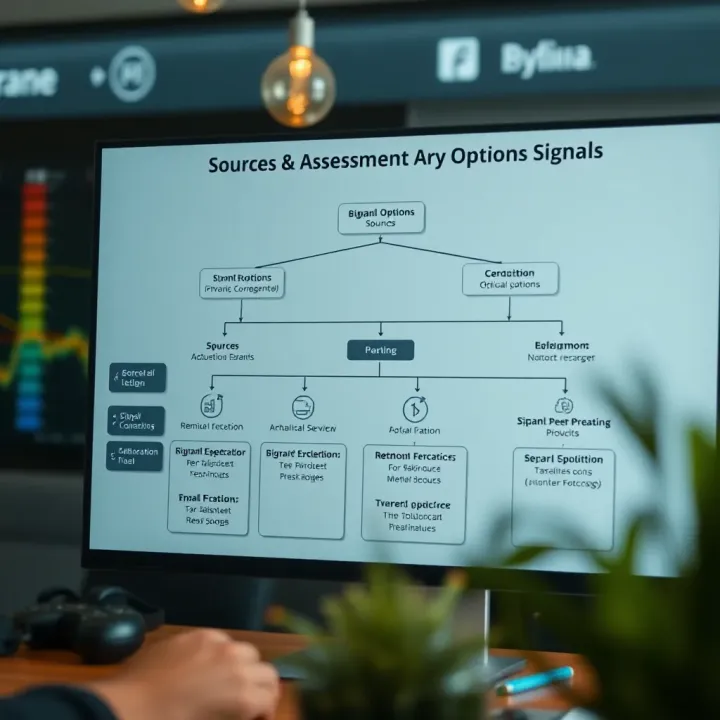 Flowchart illustrating sources and evaluation of binary options signals for traders