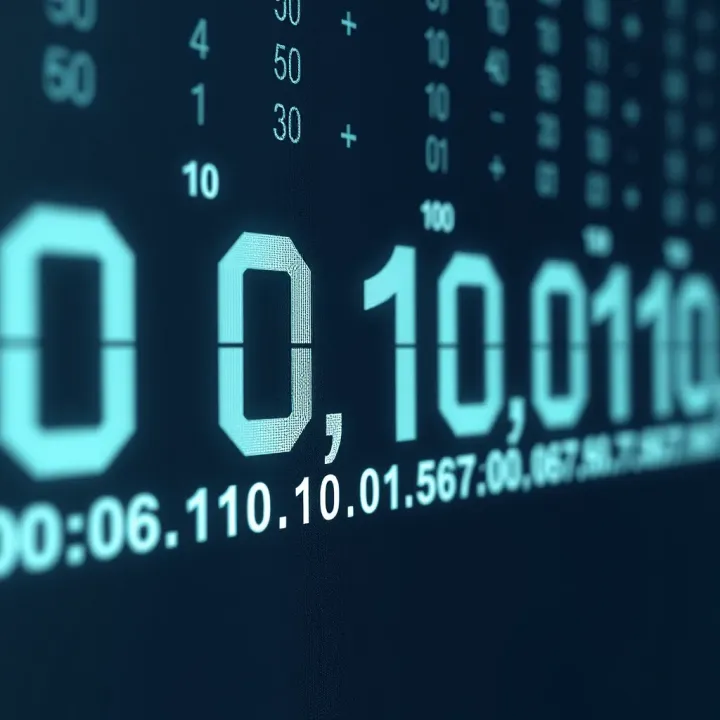 Visual representation of binary digits aligned with corresponding decimal place values