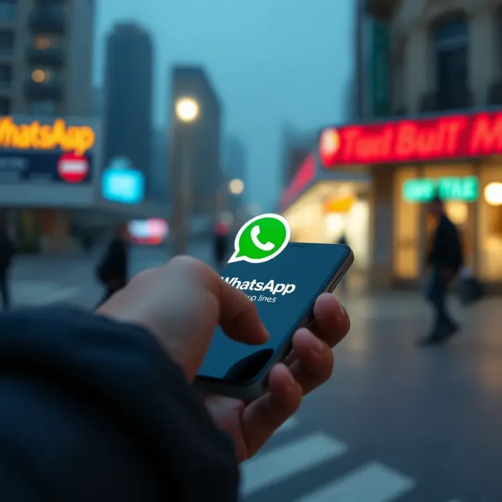 Illustration of secure digital communication with WhatsApp group links on a mobile device