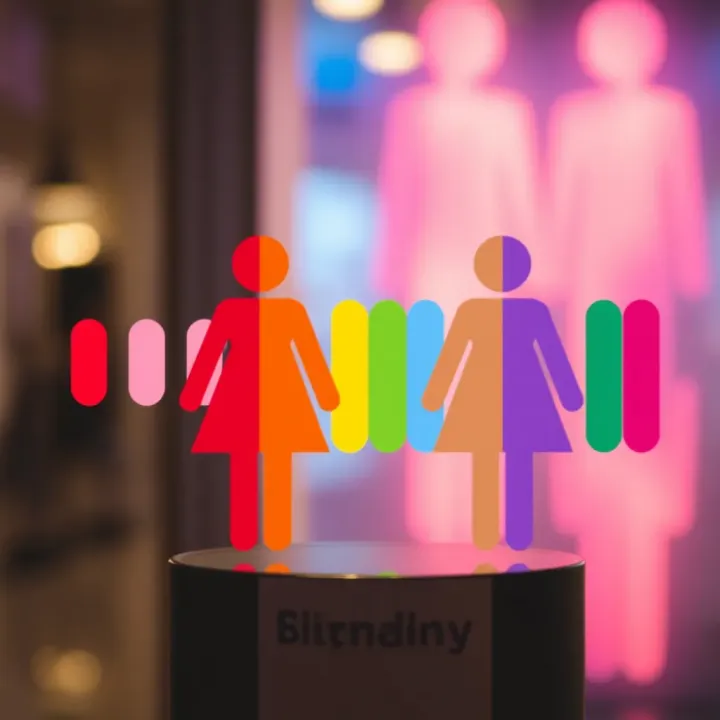 Symbolic representation of gender diversity featuring a colorful spectrum and abstract shapes