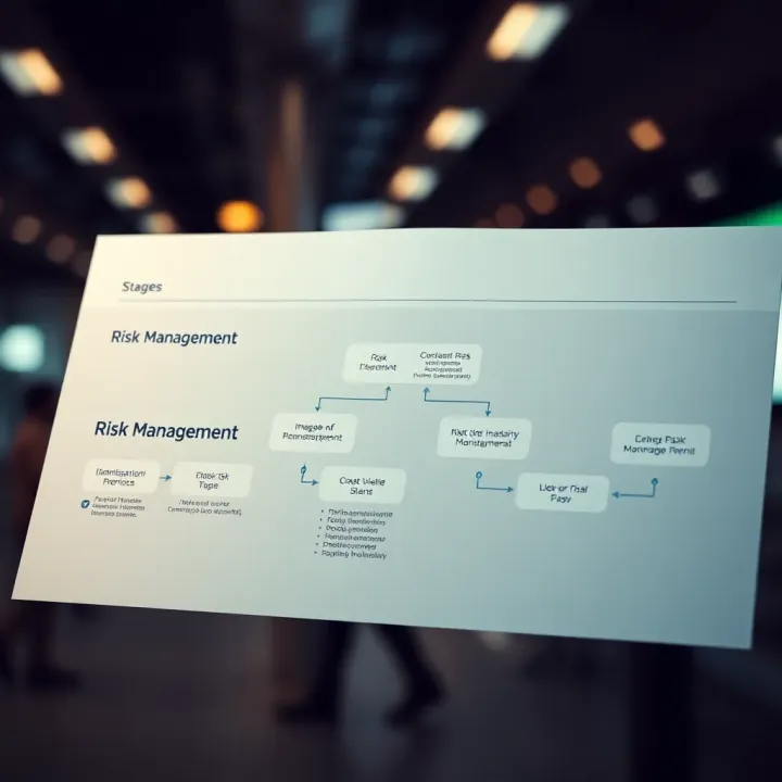 Flowchart illustrating the stages of risk management from identification to monitoring