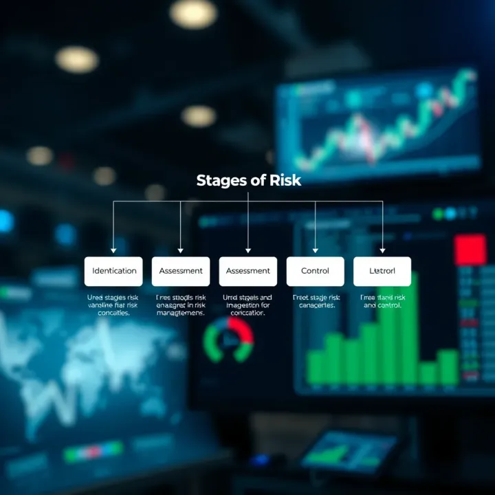 Flowchart illustrating stages of risk management including identification, assessment, and control