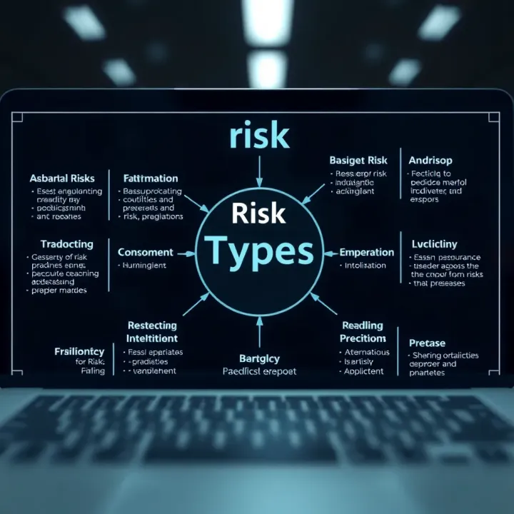 Risk Types and Evaluation Techniques Diagram showing different types of risks faced by businesses and methods to evaluate and control them